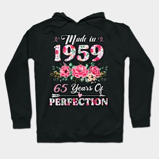 Year Old Made In 1959 Floral 65th Birthday Hoodie